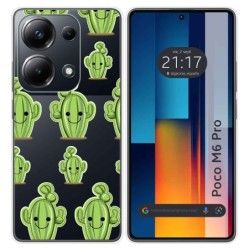 Funda Silicona Transparente para Xiaomi Poco M6 Pro 4G diseño Cactus Dibujos