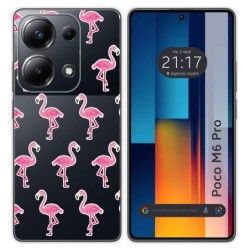 Funda Silicona Transparente para Xiaomi Poco M6 Pro 4G diseño Flamenco Dibujos