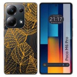 Funda Silicona Transparente para Xiaomi Poco M6 Pro 4G diseño Hojas Dibujos