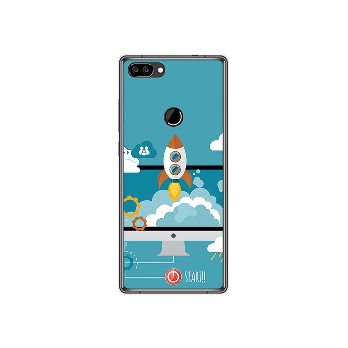 Funda Gel Tpu para Oukitel Mix 2 Diseño Cohete Dibujos