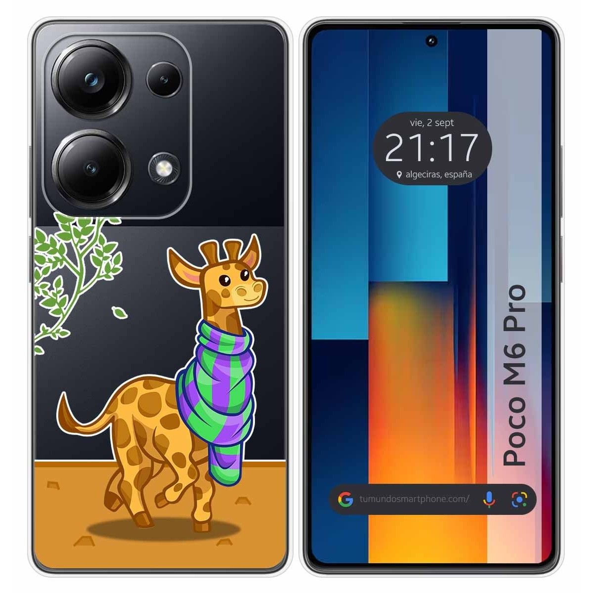 Funda Silicona Transparente para Xiaomi Poco M6 Pro 4G diseño Jirafa Dibujos