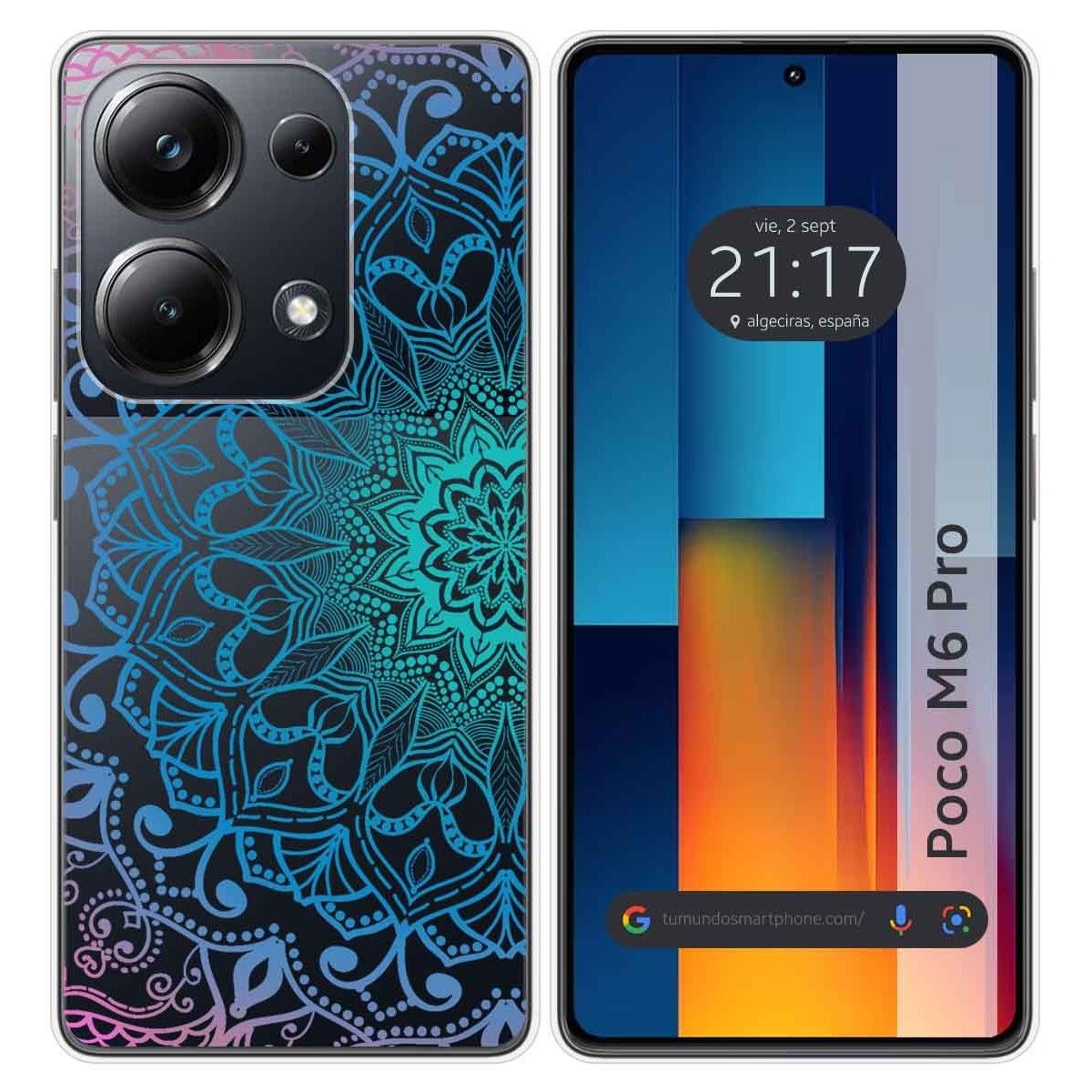 Funda Silicona Transparente para Xiaomi Poco M6 Pro 4G diseño Mandala Dibujos
