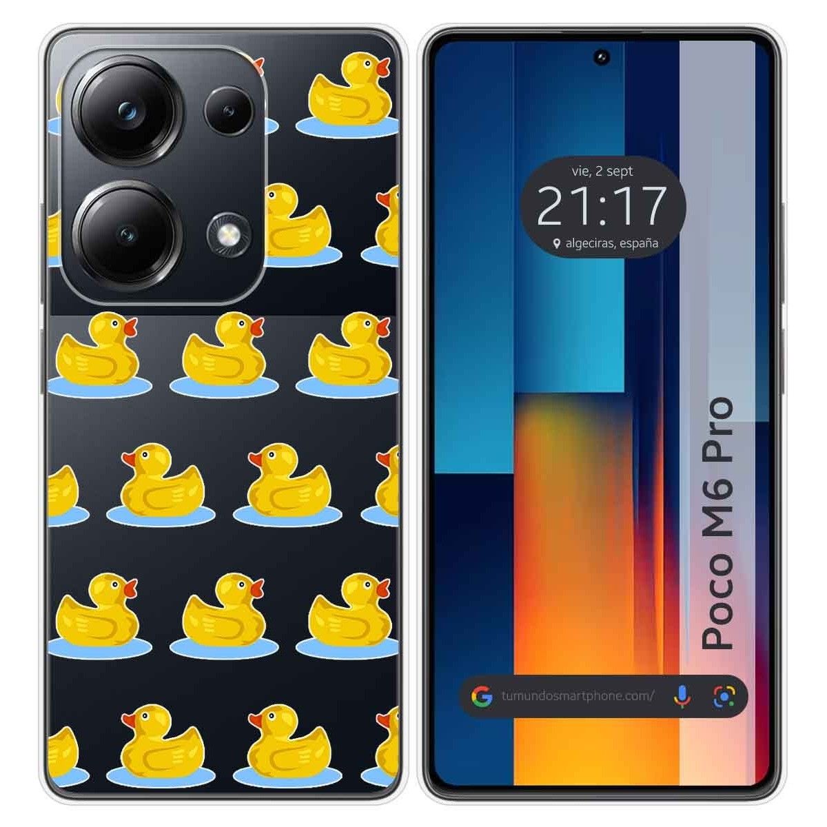 Funda Silicona Transparente para Xiaomi Poco M6 Pro 4G diseño Pato Dibujos