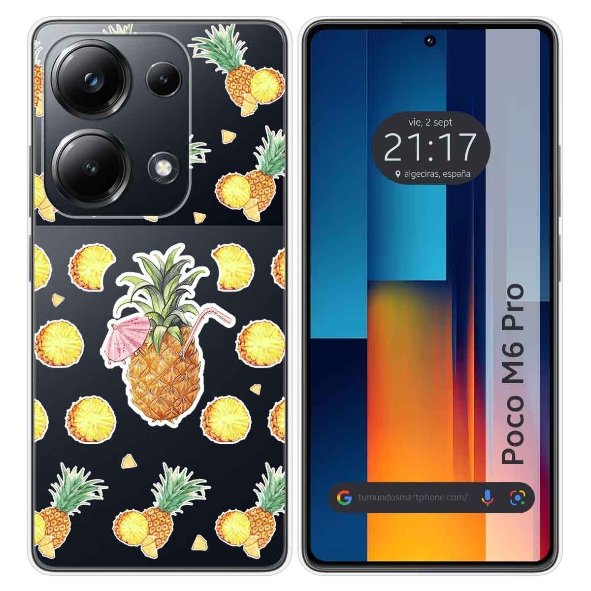 Funda Silicona Transparente para Xiaomi Poco M6 Pro 4G diseño Piña Dibujos
