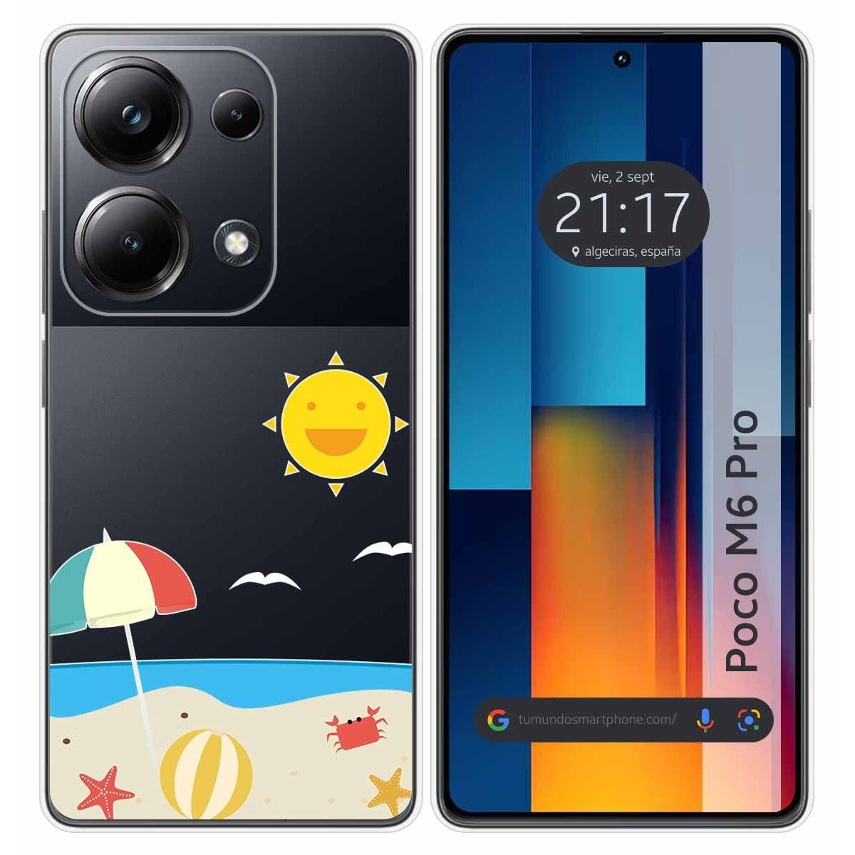 Funda Silicona Transparente para Xiaomi Poco M6 Pro 4G diseño Playa Dibujos