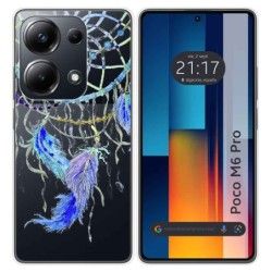 Funda Silicona Transparente para Xiaomi Poco M6 Pro 4G diseño Plumas Dibujos
