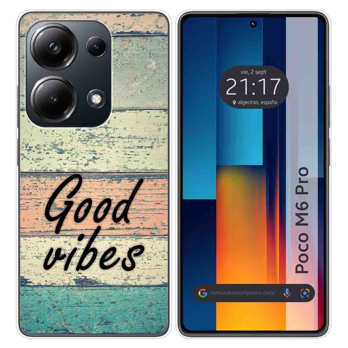 Funda Silicona para Xiaomi Poco M6 Pro 4G diseño Madera 01 Dibujos