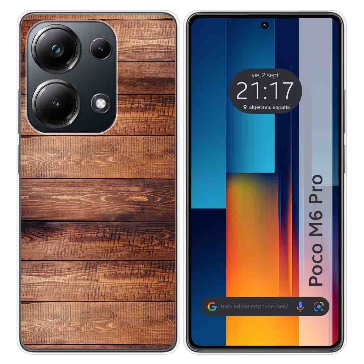 Funda Silicona para Xiaomi Poco M6 Pro 4G diseño Madera 02 Dibujos