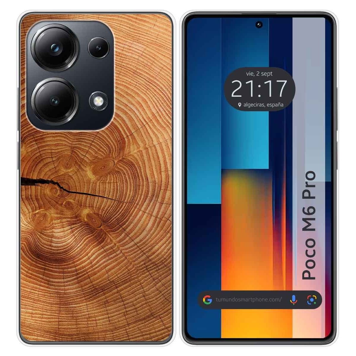Funda Silicona para Xiaomi Poco M6 Pro 4G diseño Madera 04 Dibujos