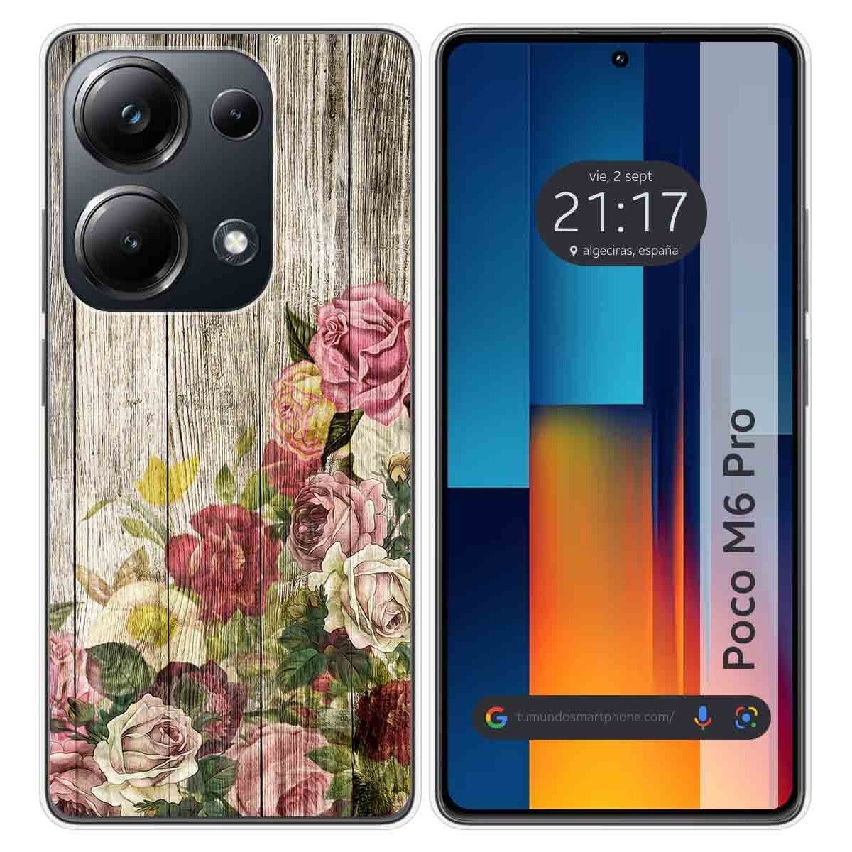 Funda Silicona para Xiaomi Poco M6 Pro 4G diseño Madera 08 Dibujos
