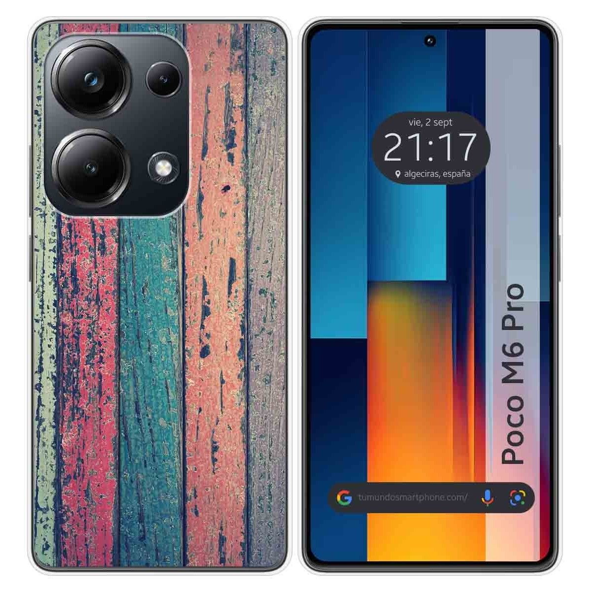 Funda Silicona para Xiaomi Poco M6 Pro 4G diseño Madera 10 Dibujos