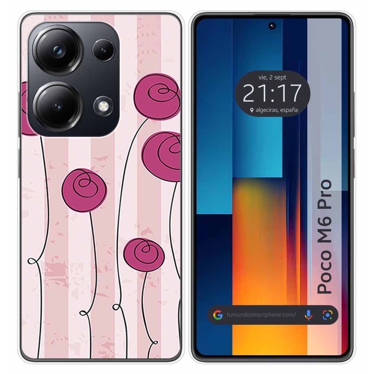 Funda Silicona para Xiaomi Poco M6 Pro 4G diseño Flores Vintage Dibujos