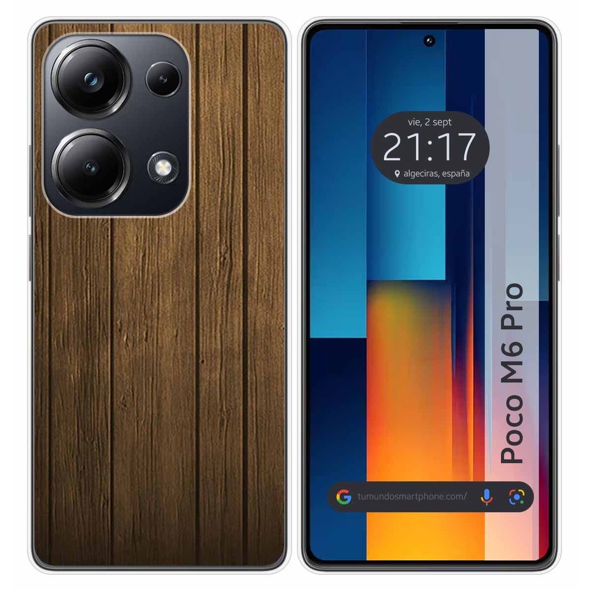 Funda Silicona para Xiaomi Poco M6 Pro 4G diseño Madera Dibujos