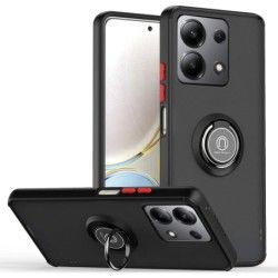Funda Mate con Borde Negro y Anillo Giratorio 360 para Xiaomi Redmi Note 13 4G