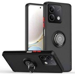 Funda Mate con Borde Negro y Anillo Giratorio 360 para Xiaomi Redmi Note 13 Pro 5G