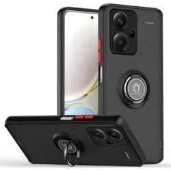 Funda Mate con Borde Negro y Anillo Giratorio 360 para Xiaomi Redmi Note 13 Pro+ Plus 5G