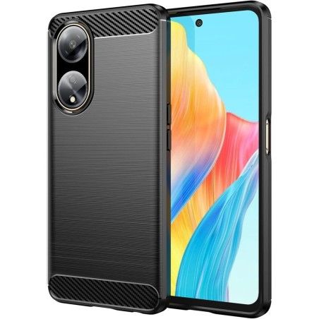 Funda Gel Tpu Tipo Carbon Negra para Oppo A98 5G