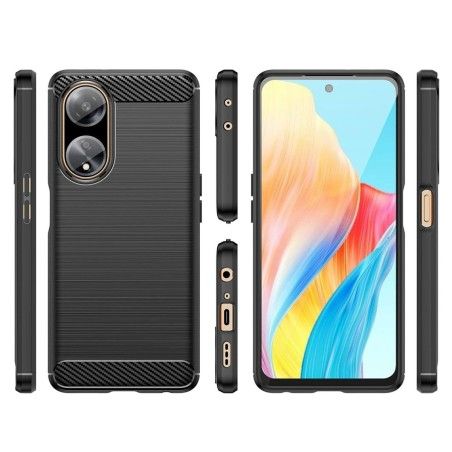 Funda Gel Tpu Tipo Carbon Negra para Oppo A98 5G