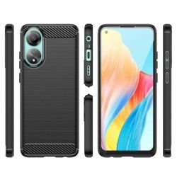 Funda Gel Tpu Tipo Carbon Negra para Oppo A78 4G 2