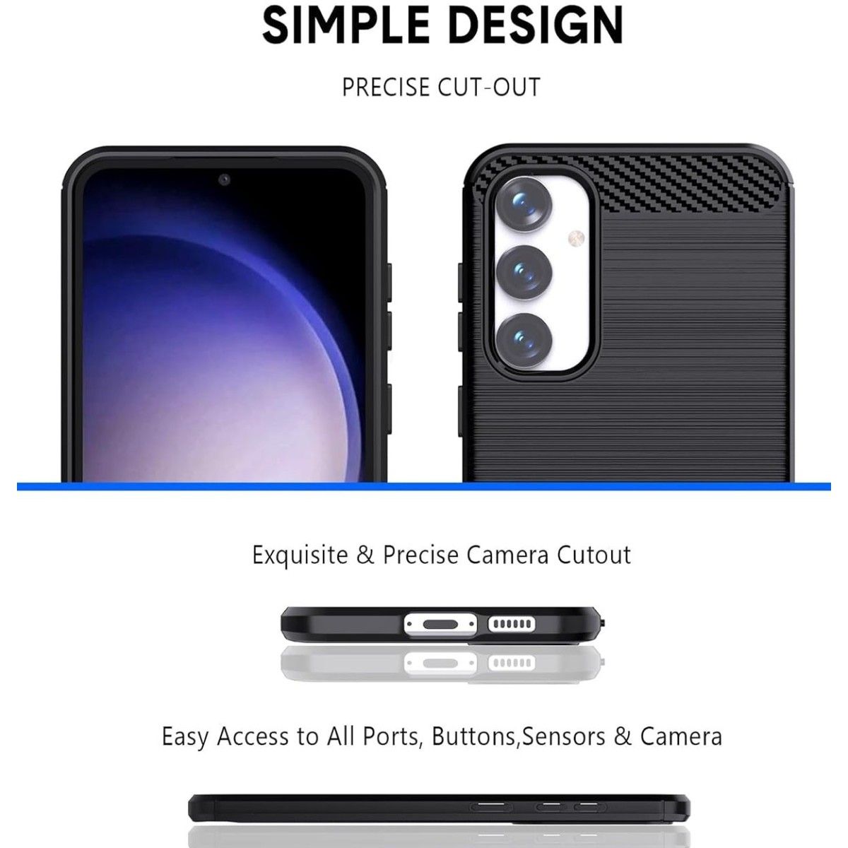 Funda Gel Tpu Tipo Carbon Negra para Samsung Galaxy S23 FE 5G