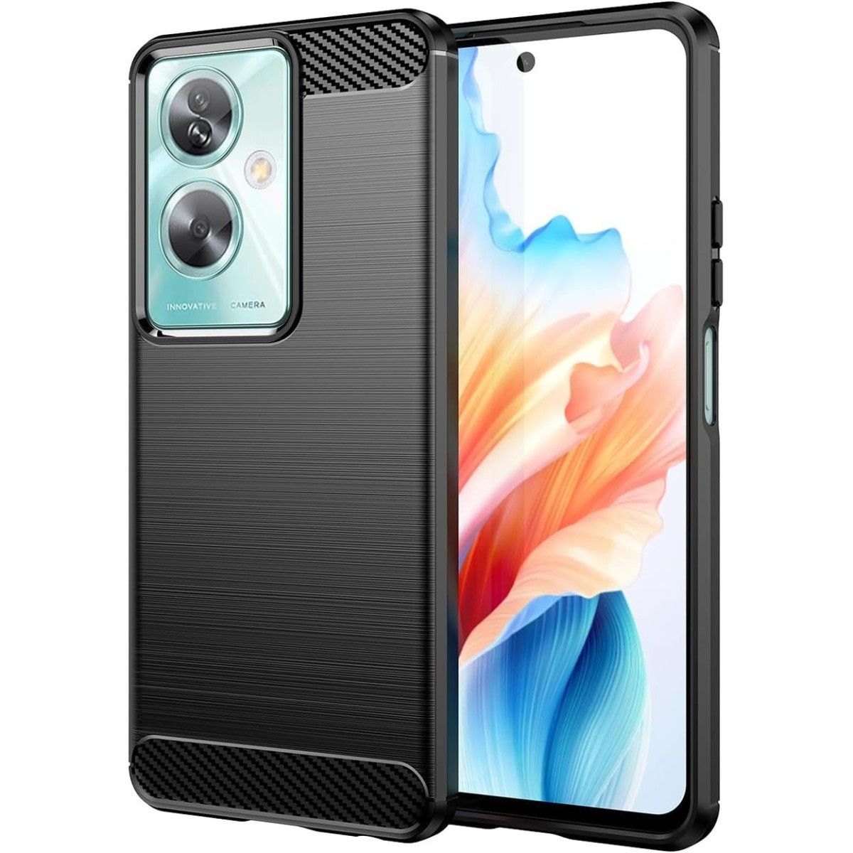 Funda Gel Tpu Tipo Carbon Negra para Oppo A79 5G