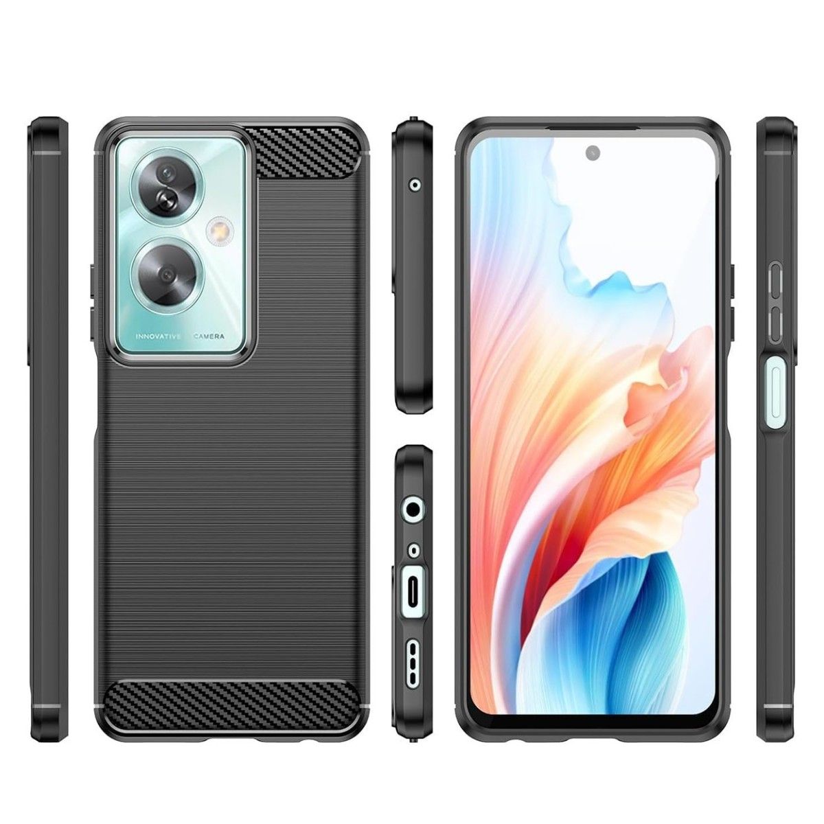 Funda Gel Tpu Tipo Carbon Negra para Oppo A79 5G
