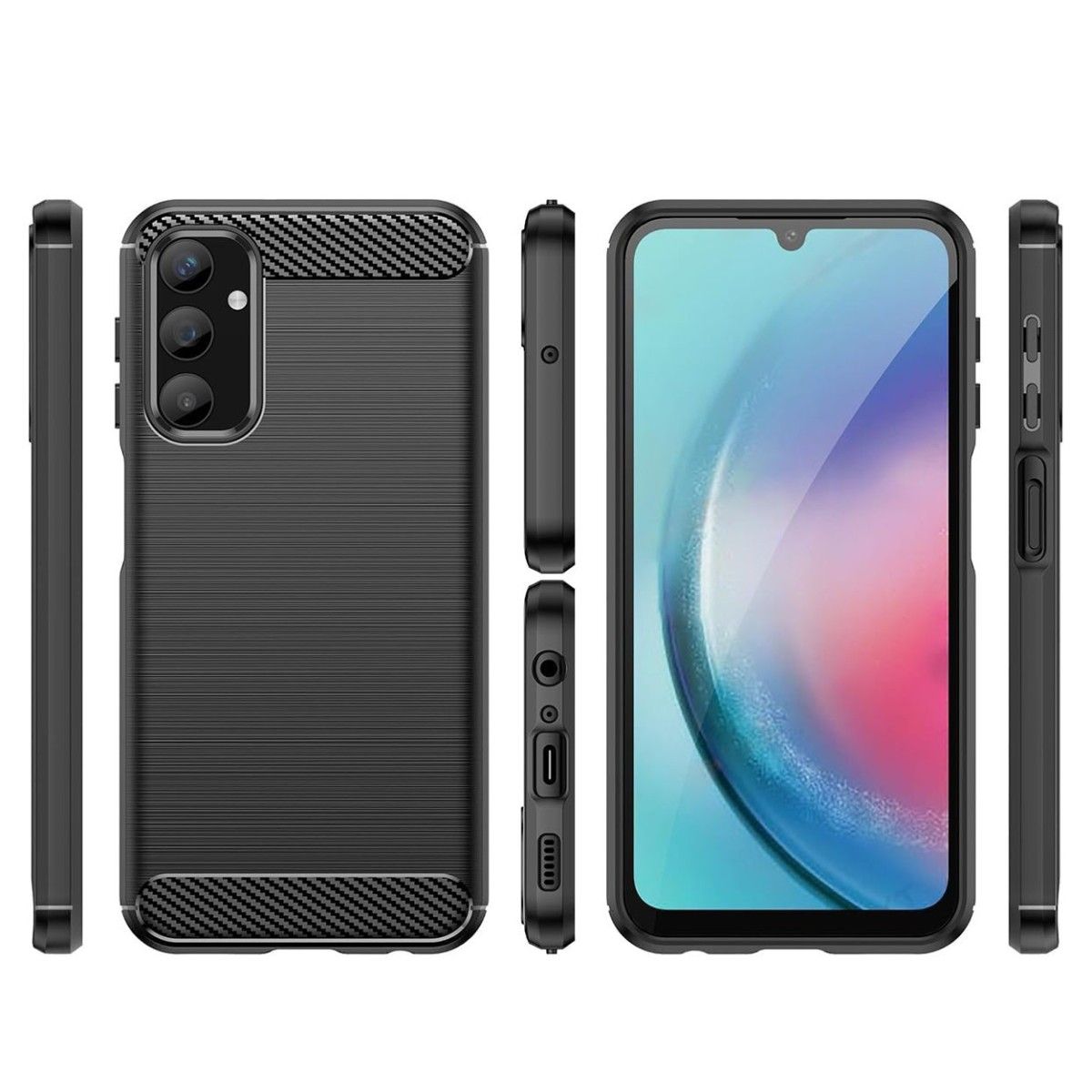 Funda Gel Tpu Tipo Carbon Negra para Samsung Galaxy A25 5G