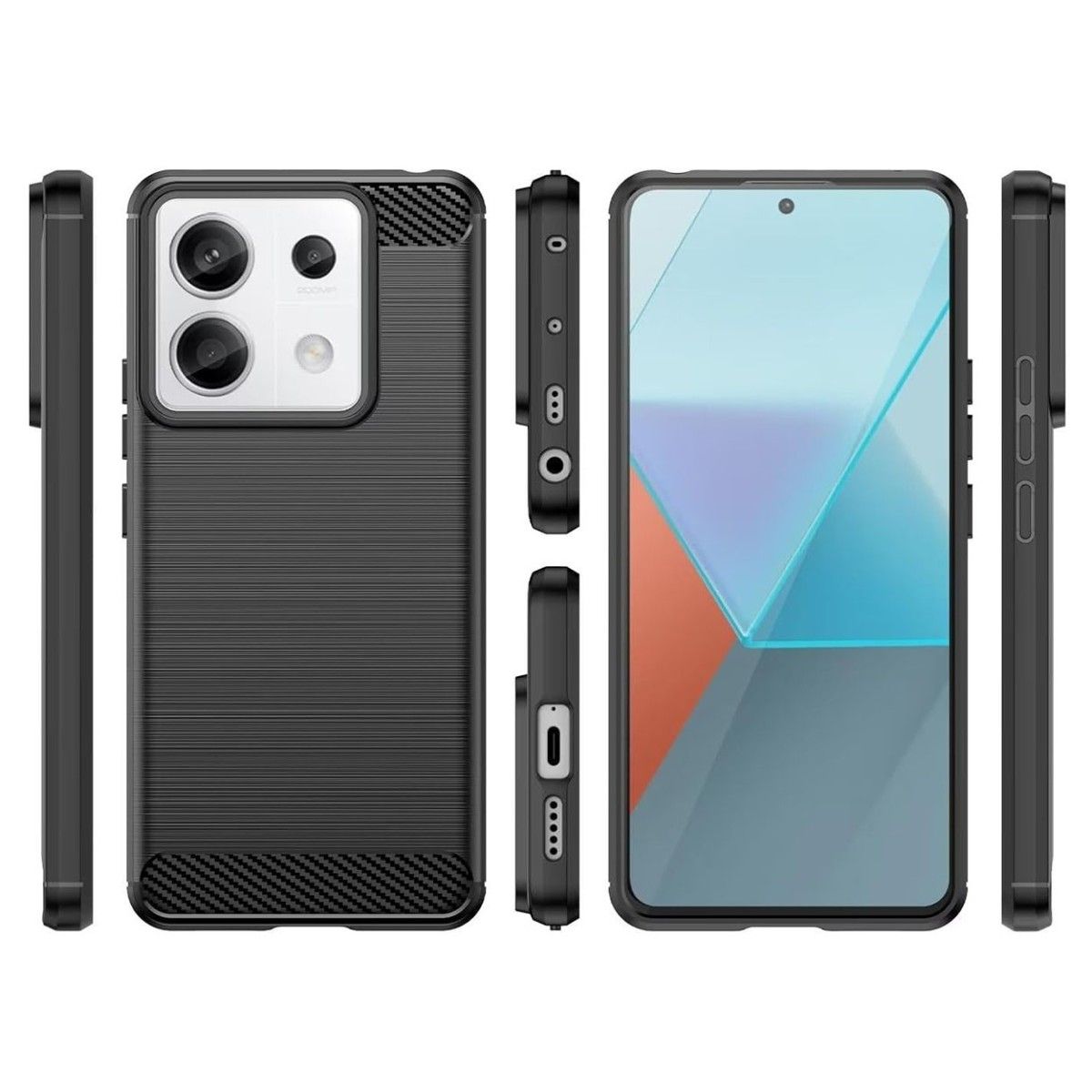 Funda Gel Tpu Tipo Carbon Negra para Xiaomi Poco X6 5G