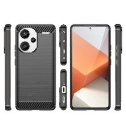 Funda Gel Tpu Tipo Carbon Negra para Xiaomi Redmi Note 13 Pro+ Plus 5G 2