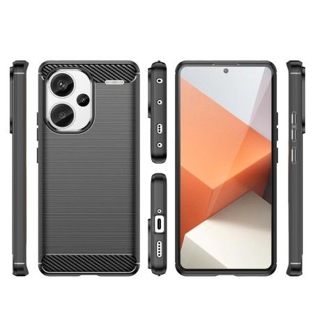 Funda Gel Tpu Tipo Carbon Negra para Xiaomi Redmi Note 13 Pro+ Plus 5G