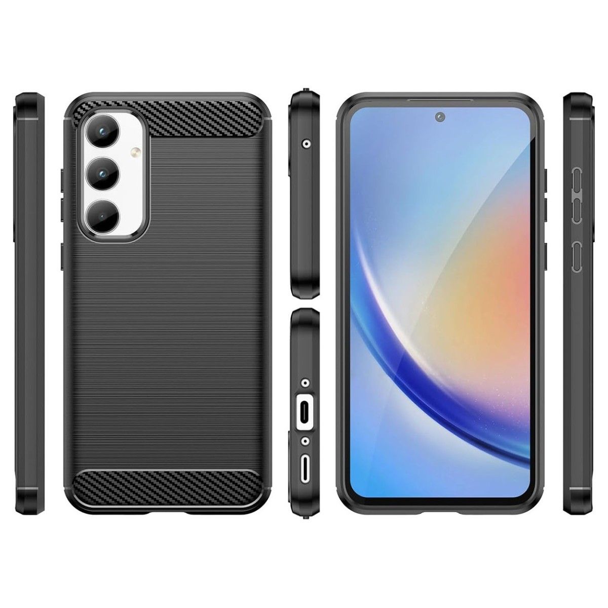 Funda Gel Tpu Tipo Carbon Negra para Samsung Galaxy A35 5G