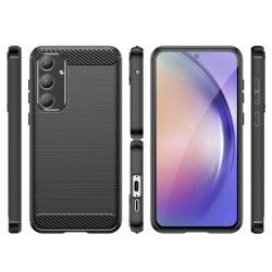 Funda Gel Tpu Tipo Carbon Negra para Samsung Galaxy A55 5G 2