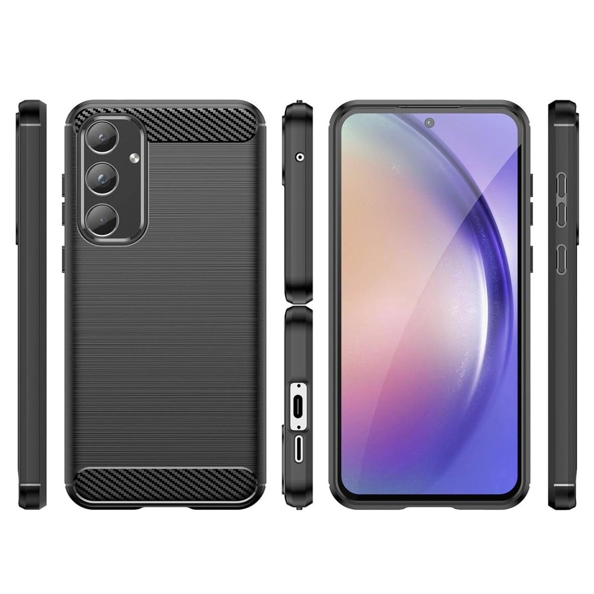 Funda Gel Tpu Tipo Carbon Negra para Samsung Galaxy A55 5G