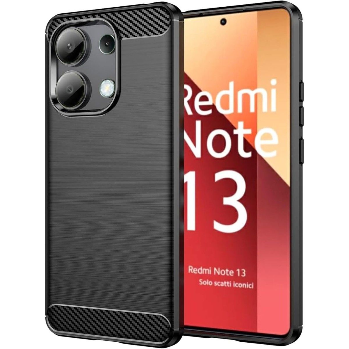 Funda Gel Tpu Tipo Carbon Negra para Xiaomi Redmi Note 13 4G
