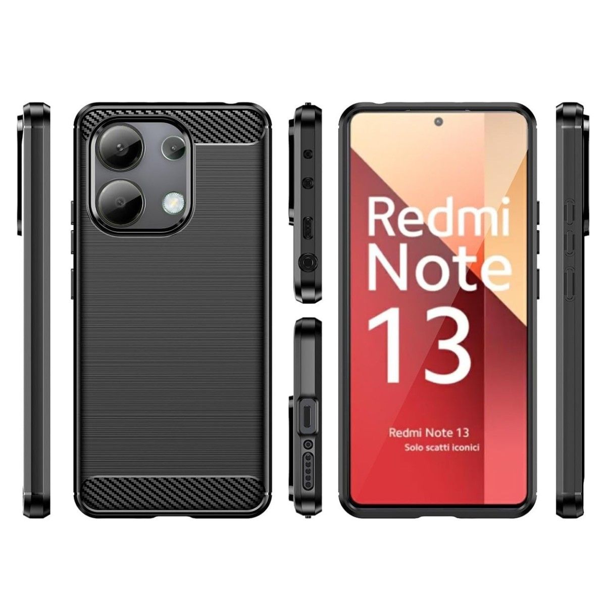 Funda Gel Tpu Tipo Carbon Negra para Xiaomi Redmi Note 13 4G