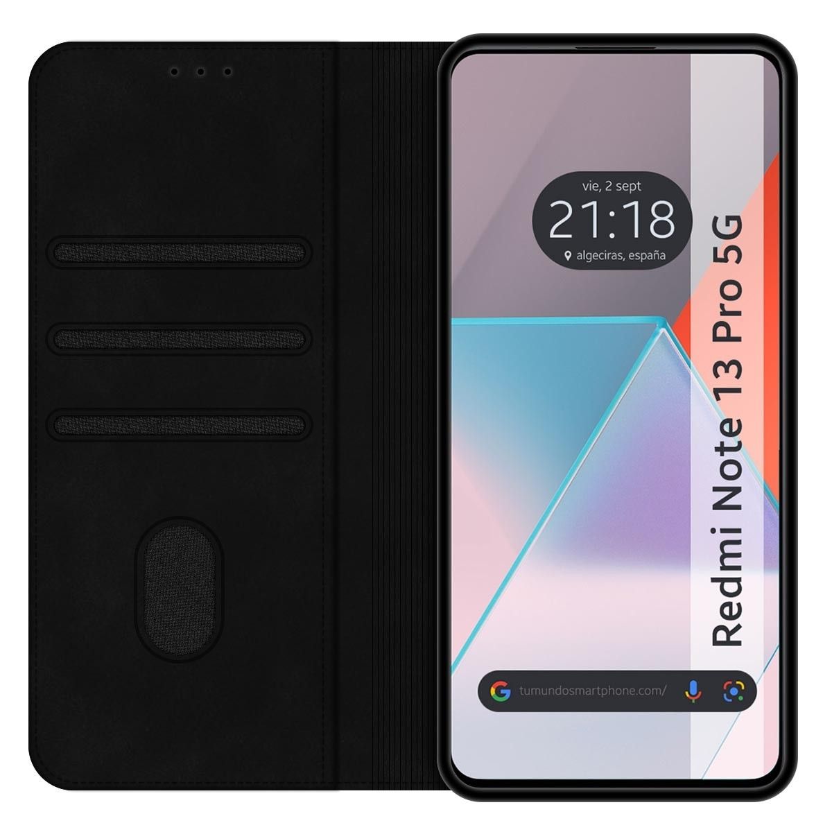 Funda Libro de Polipiel con tarjetero para Xiaomi Redmi Note 13 Pro 5G color Negra