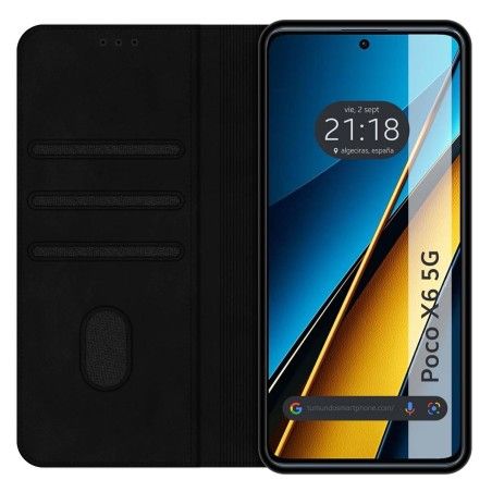 Funda Libro de Polipiel con tarjetero para Xiaomi Poco X6 5G color Negra