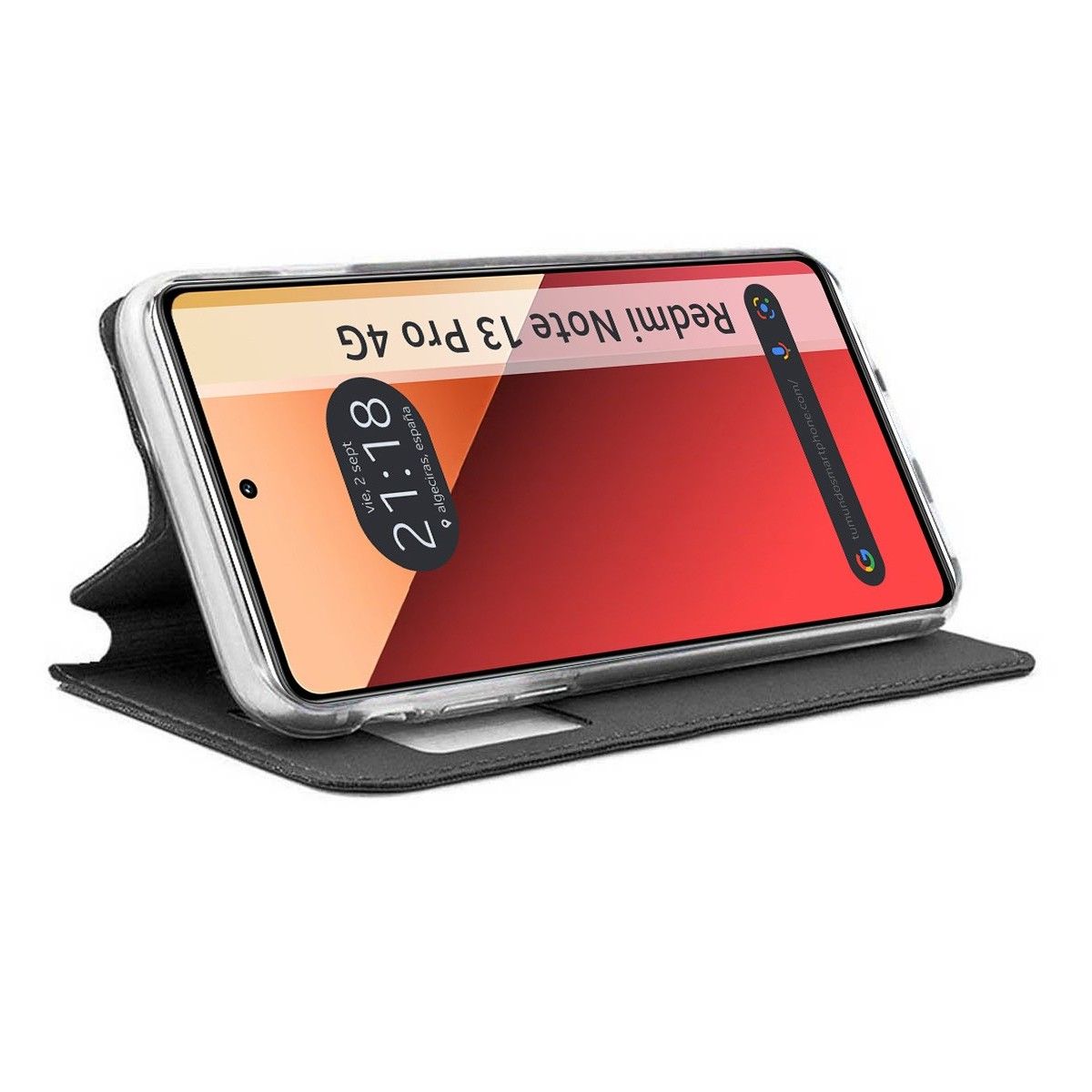 Funda Libro Soporte con Ventana para Xiaomi Redmi Note 13 Pro 4G color Negra
