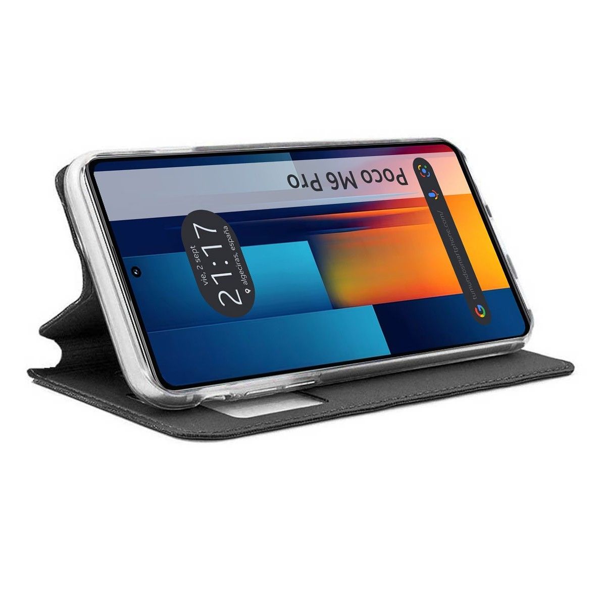 Funda Libro Soporte con Ventana para Xiaomi Poco M6 Pro 4G color Negra
