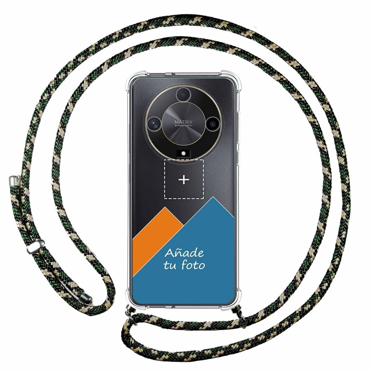 Personaliza tu Funda Colgante Transparente para Huawei Honor Magic 6 Lite 5G con Cordon Verde / Dorado Dibujo Personalizada