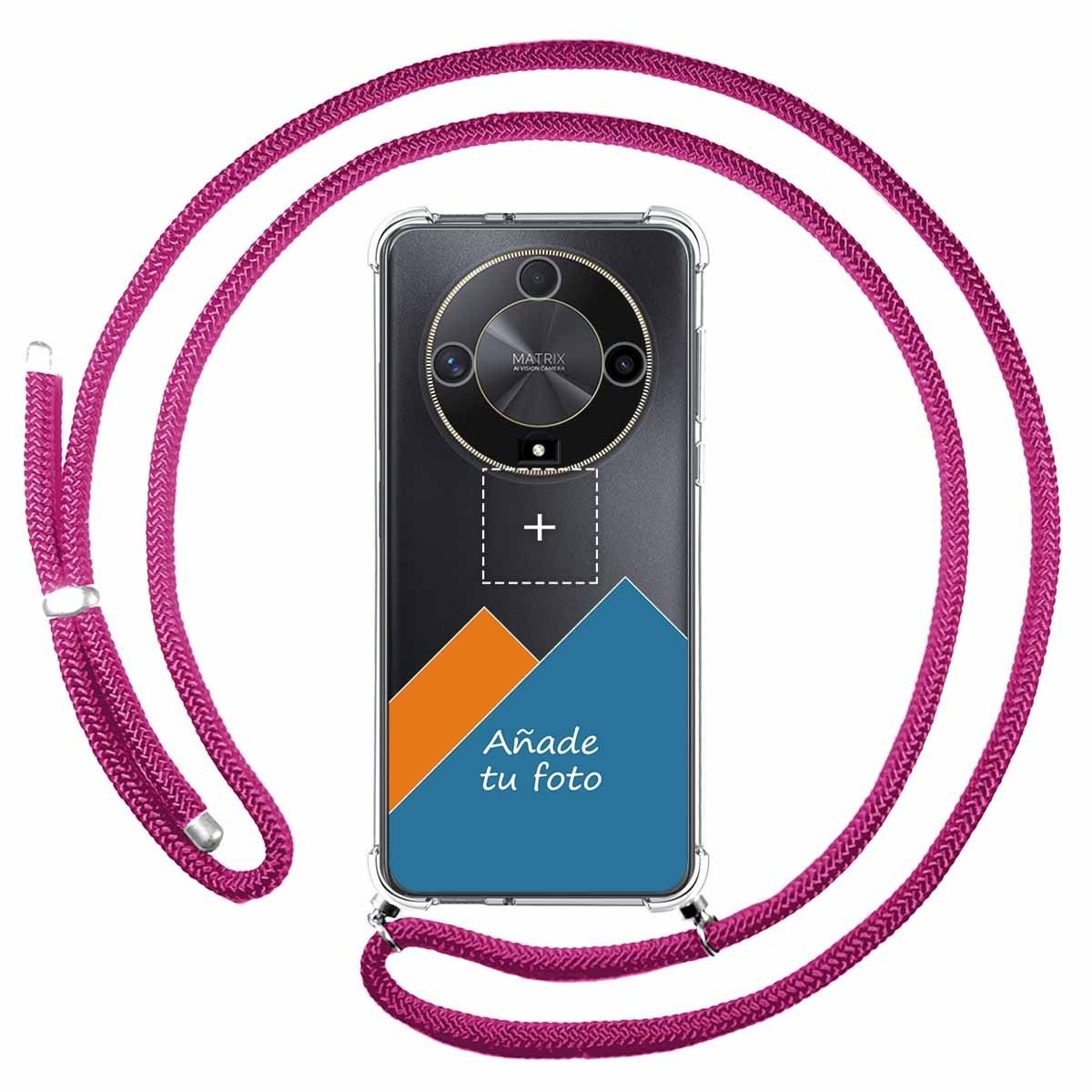 Personaliza tu Funda Colgante Transparente para Huawei Honor Magic 6 Lite 5G con Cordon Rosa Fucsia Dibujo Personalizada