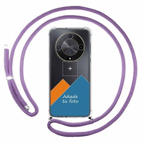 Personaliza tu Funda Colgante Transparente para Huawei Honor Magic 6 Lite 5G con Cordon Morado Dibujo Personalizada