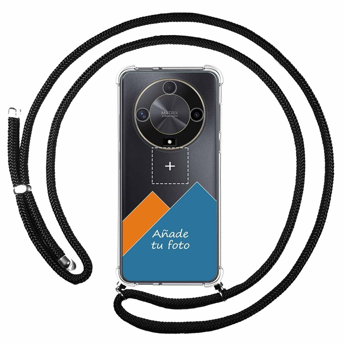 Personaliza tu Funda Colgante Transparente para Huawei Honor Magic 6 Lite 5G con Cordon Negro Dibujo Personalizada