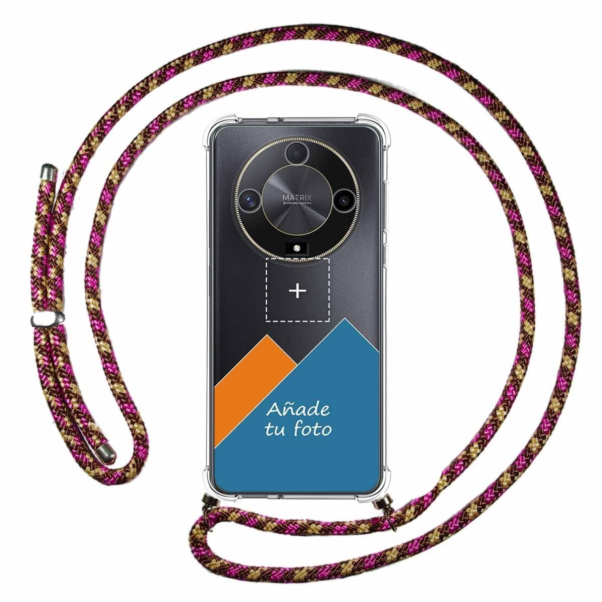 Personaliza tu Funda Colgante Transparente para Huawei Honor Magic 6 Lite 5G con Cordon Rosa / Dorado Dibujo Personalizada