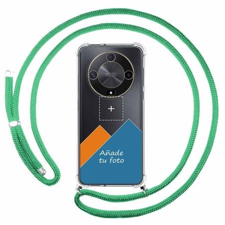 Personaliza tu Funda Colgante Transparente para Huawei Honor Magic 6 Lite 5G con Cordon Verde Agua Dibujo Personalizada