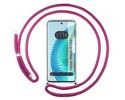 Funda Colgante Transparente para Huawei Honor Magic 6 Lite 5G con Cordon Rosa Fucsia