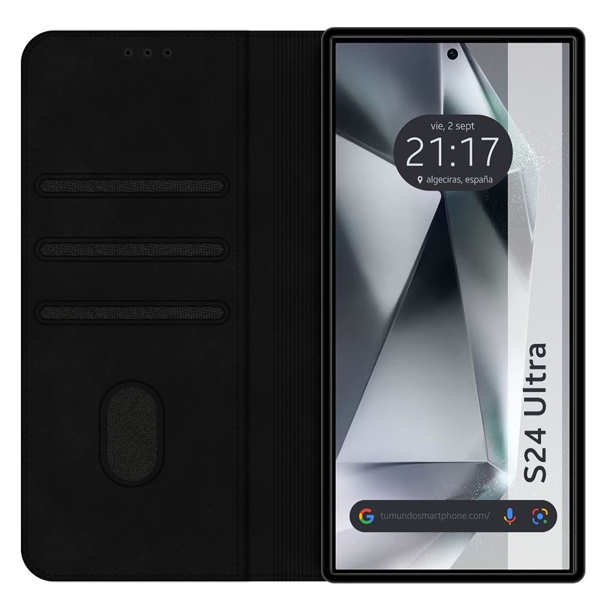 Funda Libro de Polipiel con tarjetero para Samsung Galaxy S24 Ultra 5G color Negra