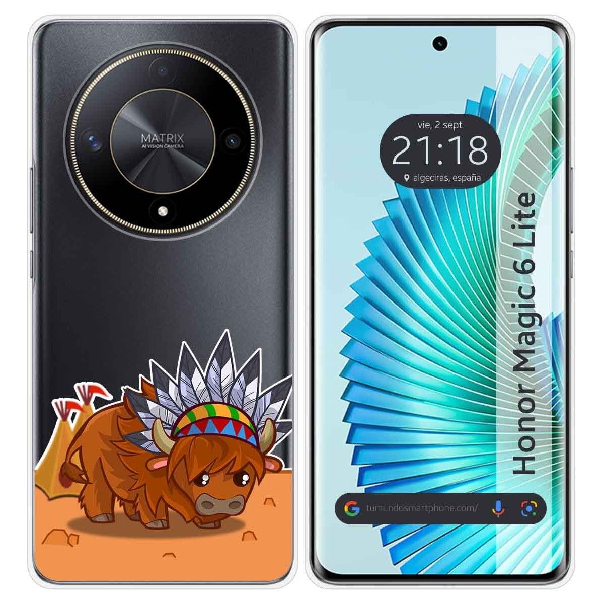 Funda Silicona Transparente para Huawei Honor Magic 6 Lite 5G diseño Bufalo Dibujos