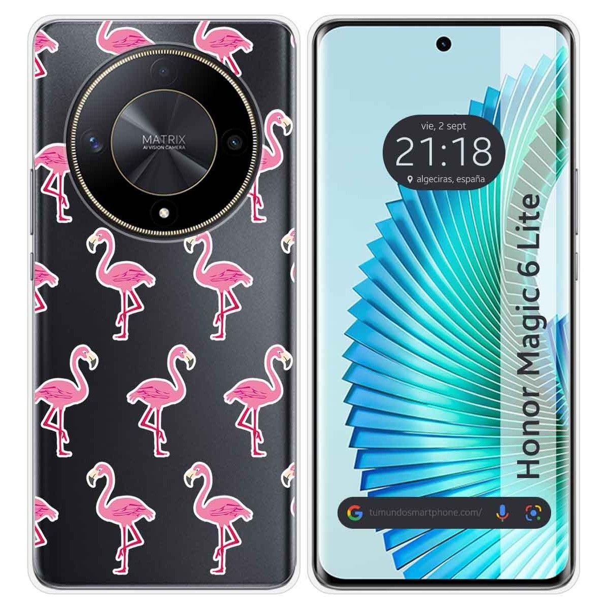 Funda Silicona Transparente para Huawei Honor Magic 6 Lite 5G diseño Flamenco Dibujos