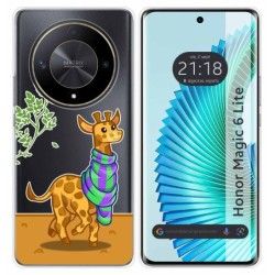 Funda Silicona Transparente para Huawei Honor Magic 6 Lite 5G diseño Jirafa Dibujos